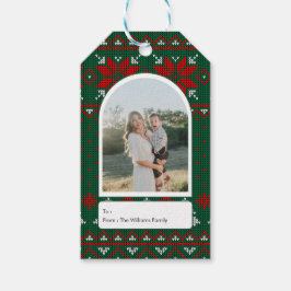 Familienfoto Festliches Strickmuster Geschenkanhänger