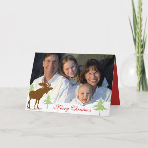 Familienfoto Frohe Weihnachten Elch 3 Kiefern