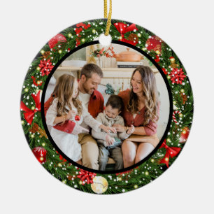 Familienfoto Frohe Weihnachten Keramik Ornament