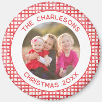 Familienfoto-Gingham-Musterrahmen Weihnachten