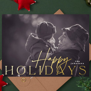 Familienfoto Glücklichstes Weihnachtsfoto GOLD Folien Feiertagskarte