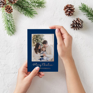 Familienfoto Goldfolie auf Navy-Blau Weihnachten Folien Feiertagskarte