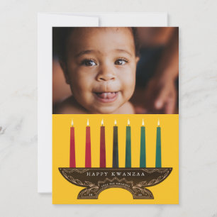 Familienfoto illustriertes Kinara Kwanzaa Feiertagskarte
