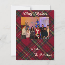 Familienfoto Karo Weihnachten Flach Grußkarte
