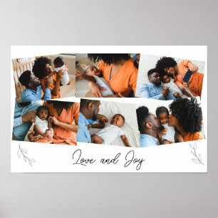 Familienfoto-Kollage mit Liebes- und Freude-Schrif Poster