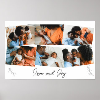 Familienfoto-Kollage mit Liebes- und Freude-Schrif Poster
