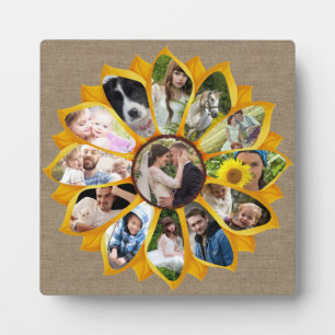 Familienfoto-Kollage Sonnenblume Jute 13 Bilder Ei Fotoplatte