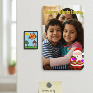 Familienfoto-Magnet mit Cartoon-Weihnachtsmann Magnet