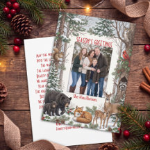 Familienfoto mit Waldtieren Weihnachtsgrüße