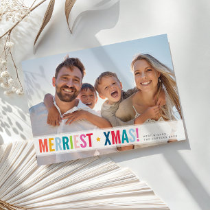 FAMILIENFOTO moderne farbenfrohe Typografie Überla Feiertagskarte