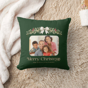 Familienfoto Moderne Schrift Frohe Weihnachten Kissen