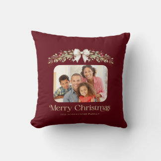 Familienfoto Moderne Schrift Frohe Weihnachten Kissen