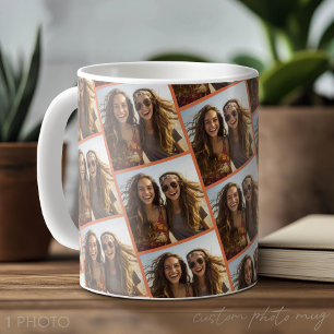 Familienfoto-Muster im All-Over-Print - Quadratisc Kaffeetasse