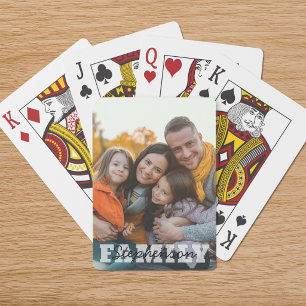 Familienfoto-Name-Overlay Spielkarten