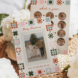 Familienfoto-Quilt-Weihnachtskarte Feiertagskarte