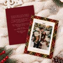 Familienfoto Rot Grün Tartan Foli Weihnachtskarte