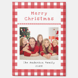 Familienfoto Rot kariert Frohe Weihnachten Urlaub Magnet