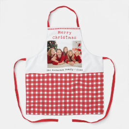 Familienfoto Rot kariert Frohe Weihnachten Urlaub Schürze