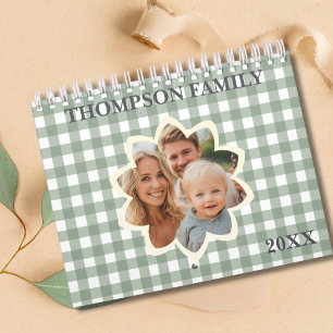 Familienfoto Sagegrün Kariert Lustige Formen 12 Mo Kalender