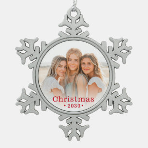 Familienfoto-Schneeflocken-Christbaumschmuck aus Z Schneeflocken Zinn-Ornament