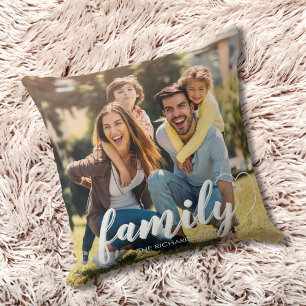 Familienfoto-Skript Zwei Foto-Andenken Kissen