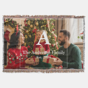 Familienfoto und Monogramm Decke