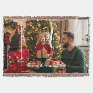 Familienfoto und Monogramm Decke
