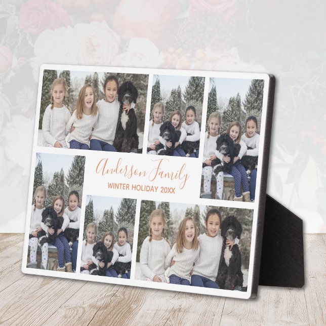 Familienfoto-Vorlage White Rose Gold Fotoplatte (Family Photo Template White Rose Gold Plaque)