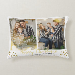 Familienfoto Weihnachten Gold Konfetti Dekokissen