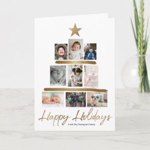Familienfoto-Weihnachtsbaum-Collage Jahresrückblic Feiertagskarte