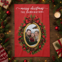 Familienfoto-Weihnachtsbaum-Kranz Elegantes Skript