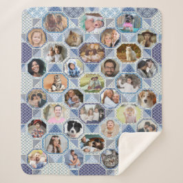 FamilienfotoCollage Easy Blue Quilt Look 35 Bilder Sherpadecke