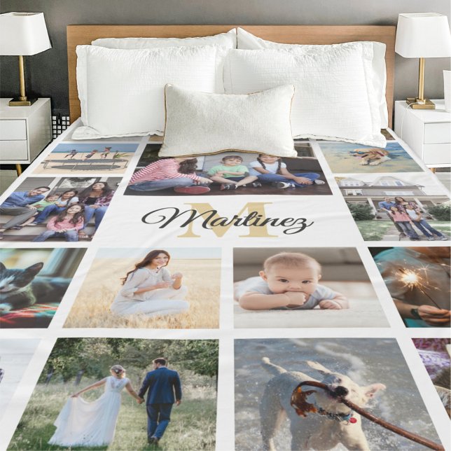 Familienfotografie Collage Gold Schwarz-weiß Mit M Fleecedecke (Von Creator hochgeladen)