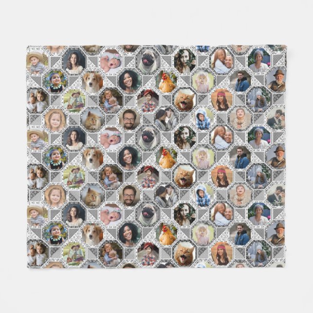 Familienfotografie Collage Gray Quilt Look 28 Bild Fleecedecke (Vorderseite (Horizontal))