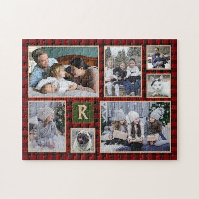 Familienfotokollage Mit Monogramm Red Buffalo Kari Puzzle (Horizontal)