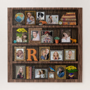 Familienfotomaterial Collage Antikes Bookcase Cool Puzzle