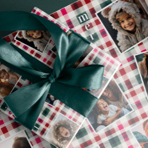 Familienfotos Karo-Weihnachten Glücklich Fröhlic Geschenkpapier