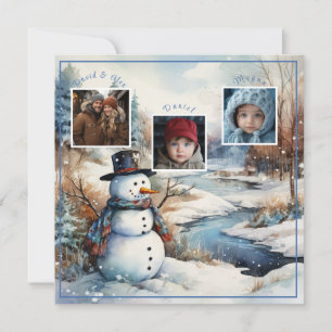 Familienfotos Schneemann Winter Fluss Weihnachten