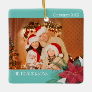 Familienfotos Weihnachtsbaumschmuck Poinsettia Keramikornament