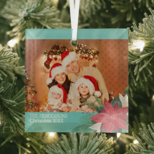 Familienfotos Weihnachtsbaumschmuck Weihnachtsster Ornament Aus Glas