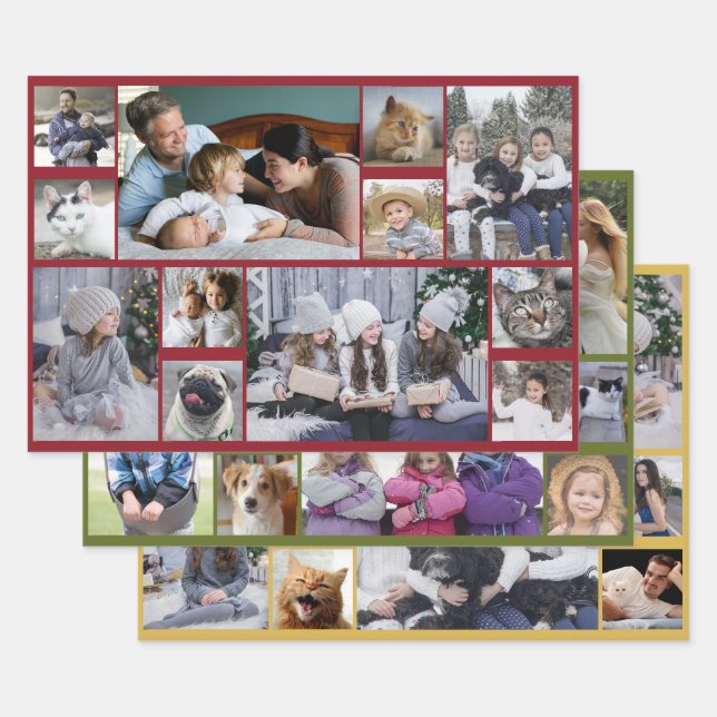 Familienfotosammlung 36 Bilder 3 Farben Maßgeschne Geschenkpapier Set (Set)