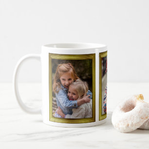 Familienfotosammlung 3 Bilder Gold Rahmen leicht Kaffeetasse