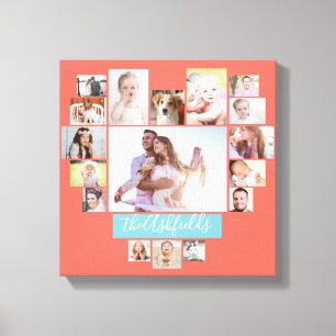 Familienfotosammlung Herz 17 Bilder Name Koral Leinwanddruck