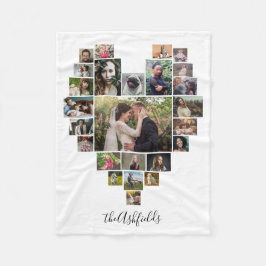 Familienfotosammlung Herz 25 Bilder Name Weiß Fleecedecke