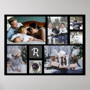 Familienfotosammlung Mit Monogramm 7 Bilder Schwar Poster