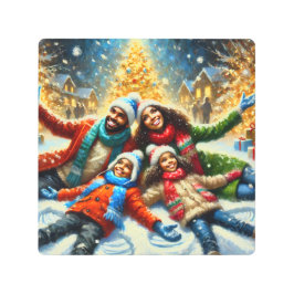 "Familienfreude: Schneegel durch den Weihnachtsbau