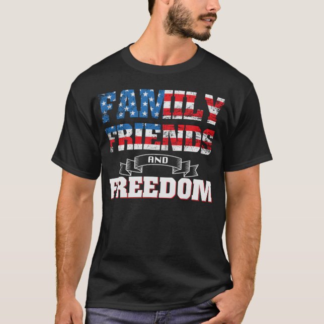 Familienfreunde und Freedom American USA Flaggenge T-Shirt (Vorderseite)