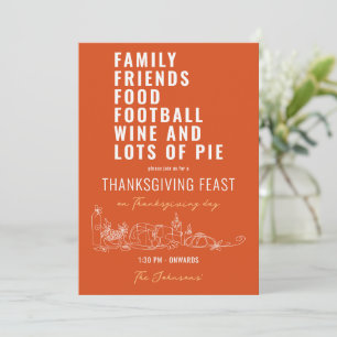Familienfreundlich Food Football Wine Pie Erntedan Einladung