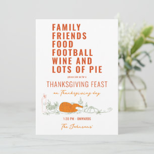 Familienfreundlich Food Football Wine Pie Erntedan Einladung