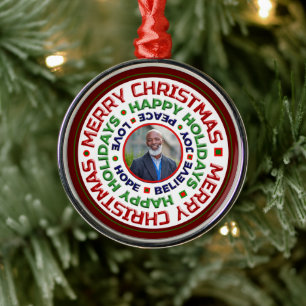 Familienfreundliches Weihnachtsfest Foto Persönlic Ornament Aus Metall